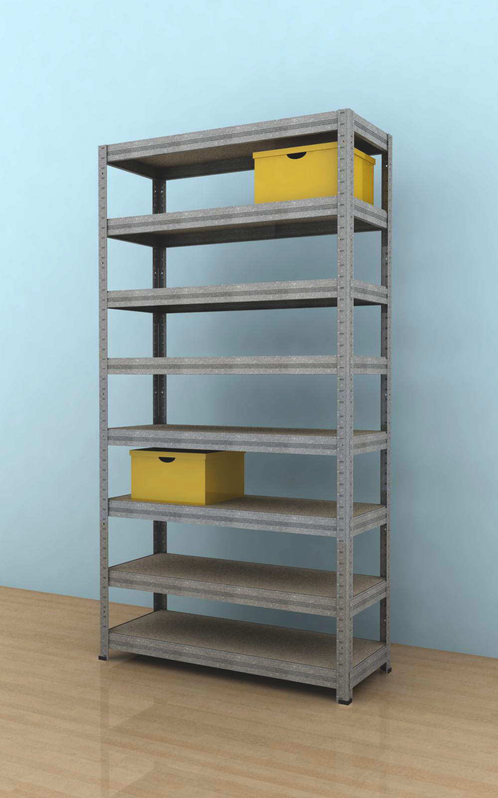 Kovový regál Futur 2000x900x350/8, pozink, 250kg/pol.