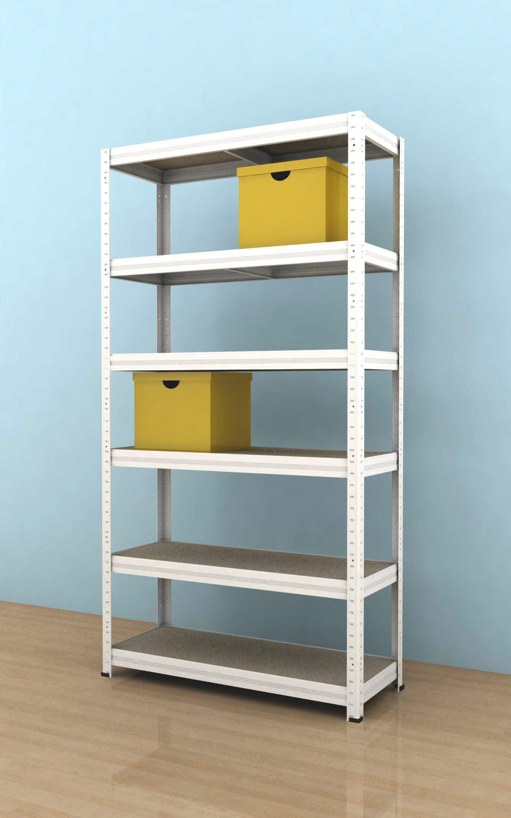 Kovový regál Futur 2000x750x350/6, bílá, 350kg/pol.