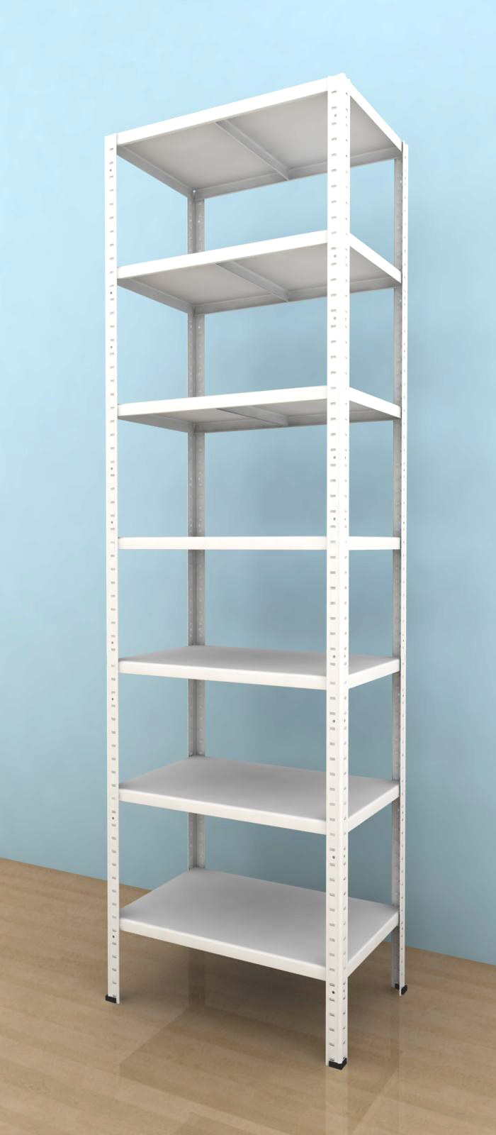 Kovový regál Drumy 2600x1000x400/7, 130kg/pol., bílá