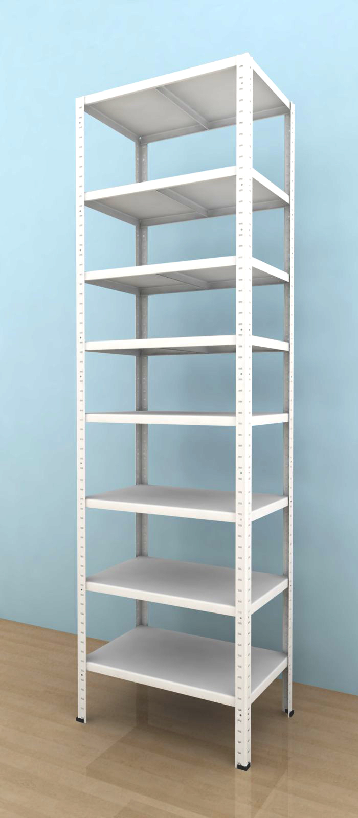 Kovový regál Drumy 2700x900x400/8, 130kg/pol., bílá