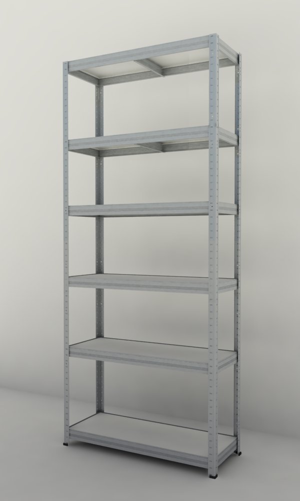 Kovový regál Futur 2700x900x350/6, pozink, 350kg/pol. lamino