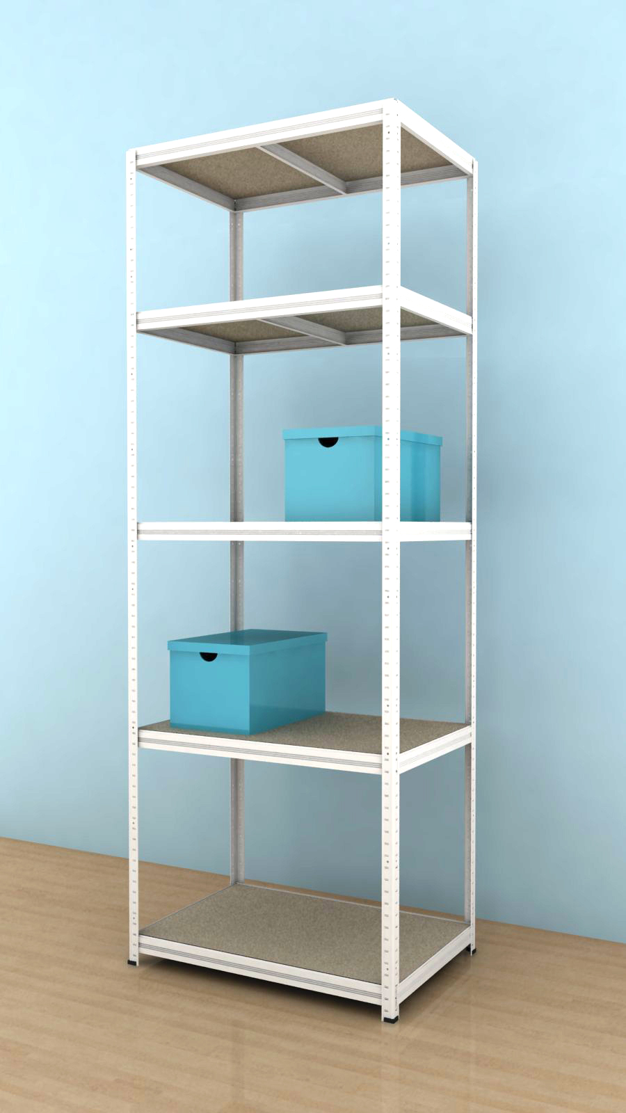Kovový regál Futur 2600x900x600/5, bílá, 350kg/pol.