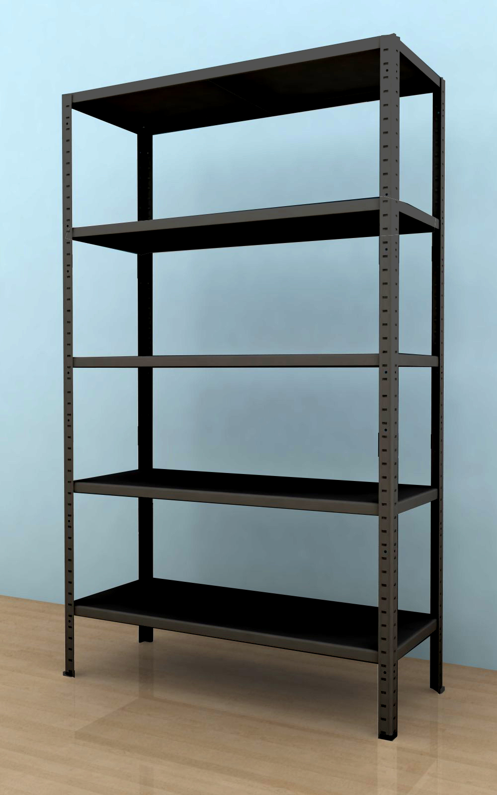 Kovový regál Drumy 2100x900x400/5, 130kg/pol., černá