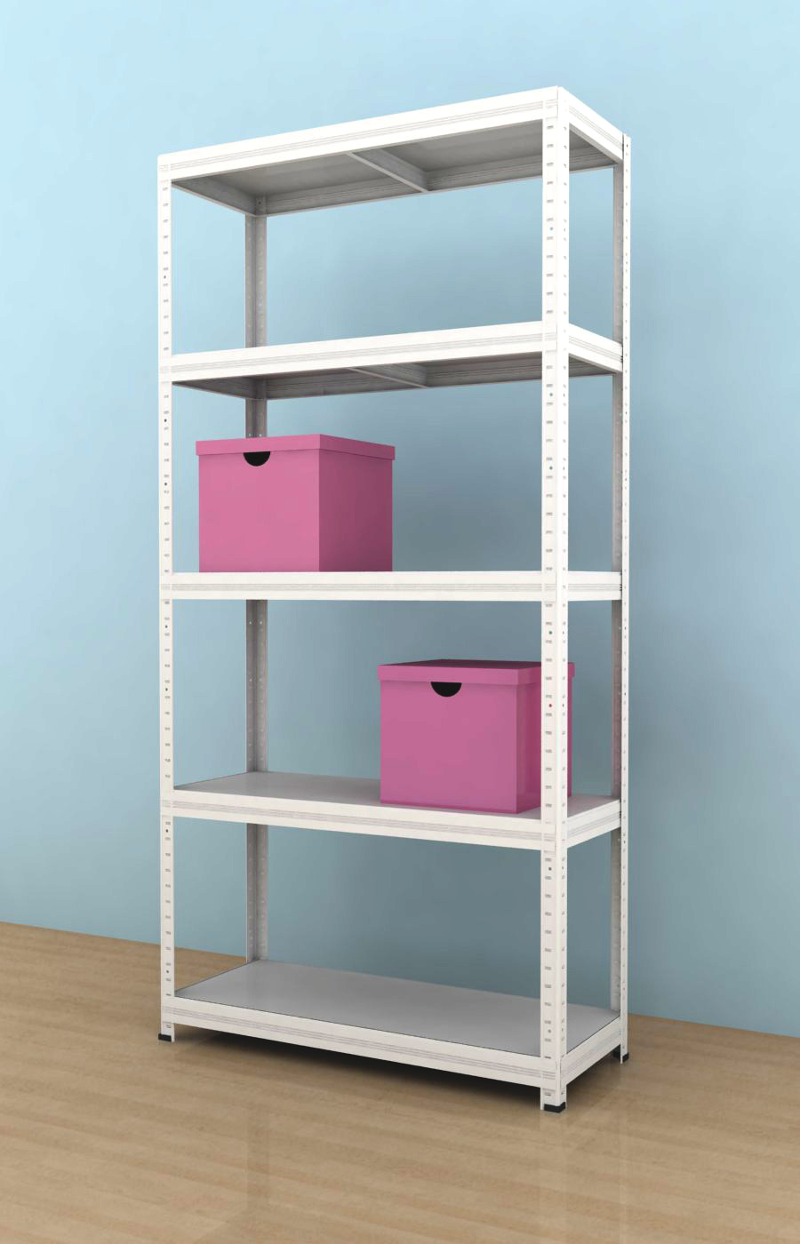 Kovový regál Futur 1800x900x450/5, bílá, 350kg/pol.- lamino
