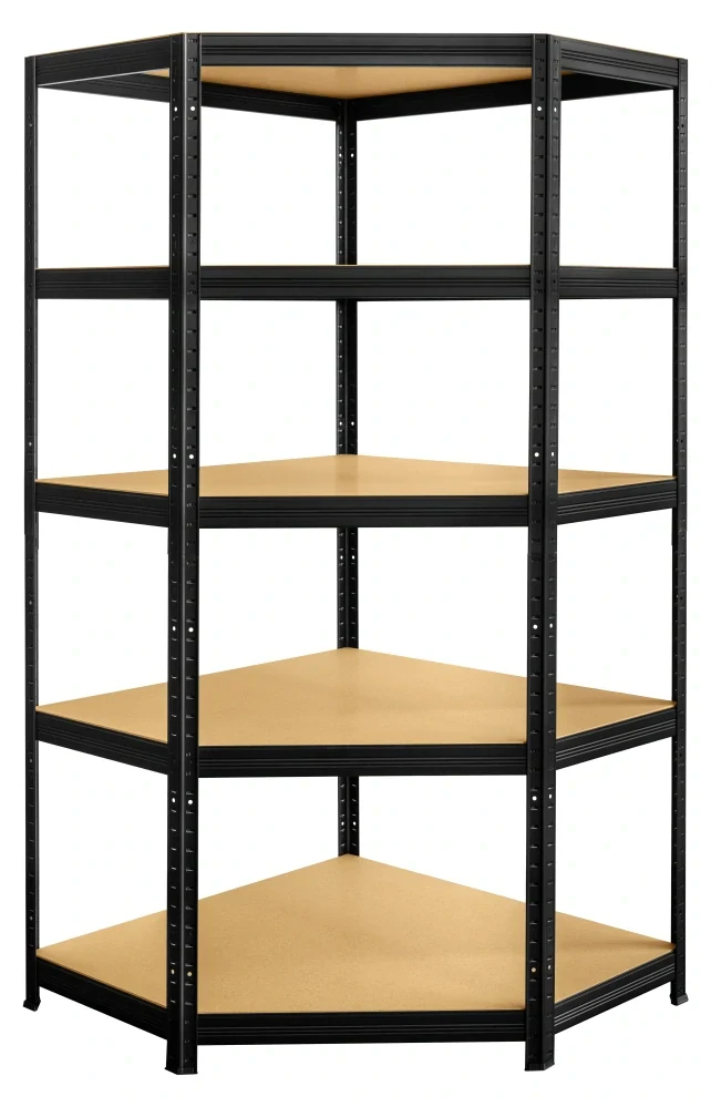 Kovový regál Futur- rohový 1800x700x300/5, černá, 250kg/pol.