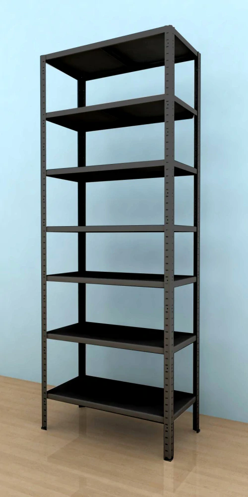 Kovový regál Drumy 2400x800x400/7, 130kg/pol., černá