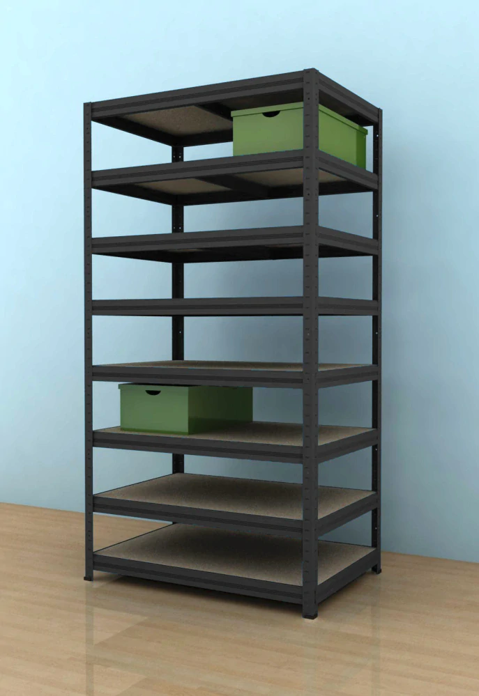 Kovový regál Futur 2700x1200x600/8, černá, 200 kg/pol.