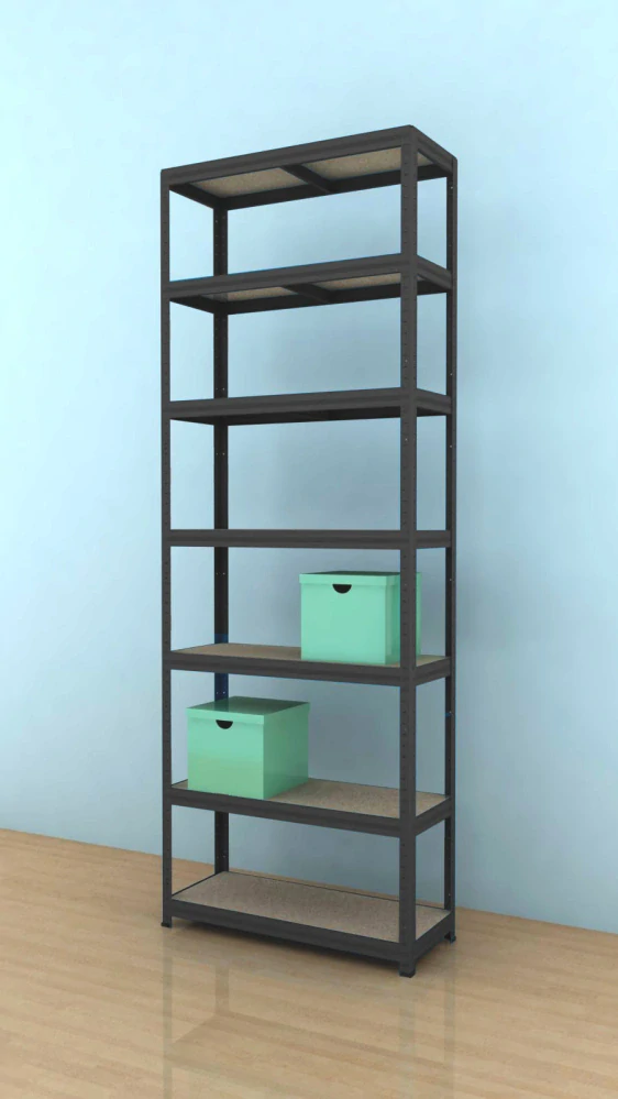 Kovový regál Futur 2400x900x600/7, černá, 350kg/pol.