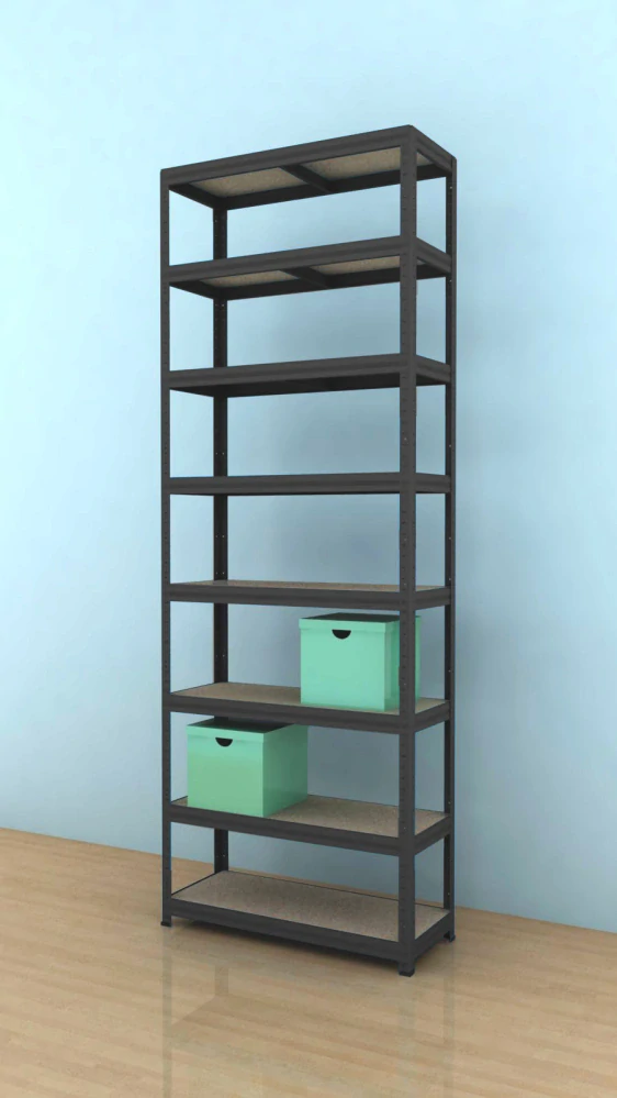 Kovový regál Futur 2400x900x600/8, černá, 350kg/pol.