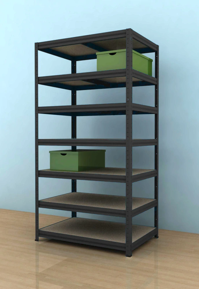 Kovový regál Futur 2600x900x600/7, černá, 350kg/pol.