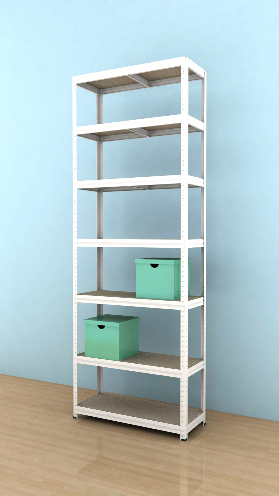 Kovový regál Futur 2400x900x350/7, bílá, 350kg/pol.