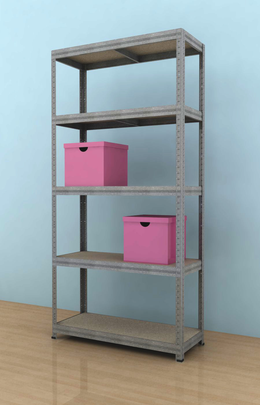 Kovový regál Futur 1800x900x450/5, pozink, 350kg/pol.