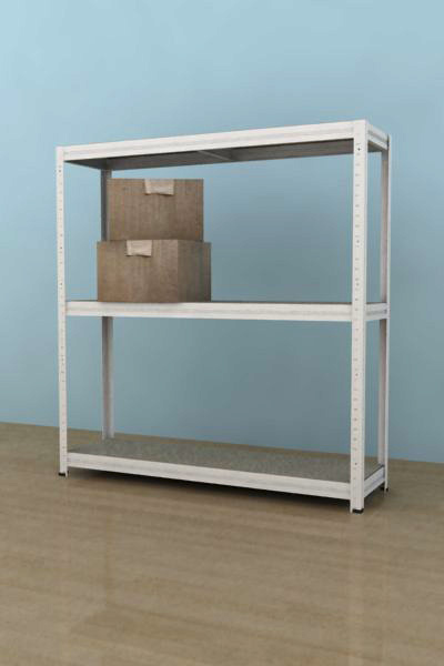 Kovový regál Futur 900x900x450/3, bílá, 350kg/pol.