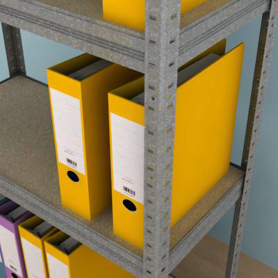 Regál na šanony 1800x900x350/5 polic, pozink