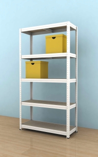 Kovový regál Futur 2000x900x450/5, bílá, 350kg/pol.