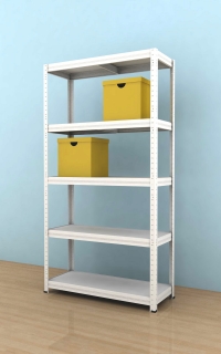 Kovový regál Futur 2000x900x450/5, bílá, 350kg/pol.lamino