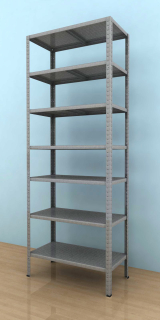 Kovový regál Drumy 2000x800x400/7, 130kg/pol., pozink