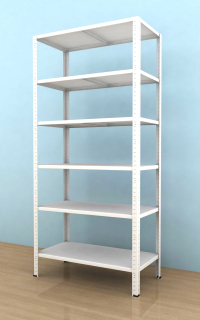 Kovový regál Drumy 2000x900x400/6, 130kg/pol., bílá