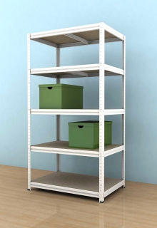 Kovový regál Futur 2000x900x600/5, bílá, 350kg/pol.