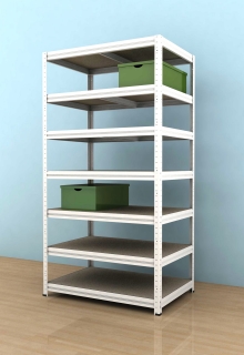 Kovový regál Futur 2000x900x600/7, bílá, 350kg/pol. lamino