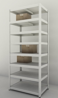 Kovový regál Futur 2000x900x600/8, bílá, 350kg/pol. lamino