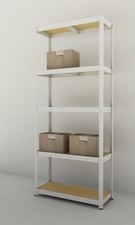 Kovový regál Futur 2000x750x350/5, bílá, 350kg/pol.