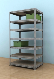 Kovový regál Futur 2000x1200x600/7, pozink, 200 kg/pol.