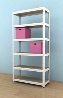 Kovový regál Futur 1700x900x450/6, bílá, 250kg/pol.