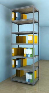 Kovový regál Futur 2500x900x600/7 polic, pozink, 250 kg/pol.