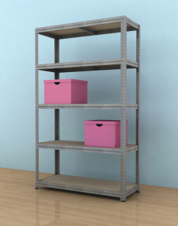 Kovový regál Futur 1600x1200x450/5, pozink, 200 kg/pol.