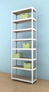 Kovový regál Futur 2700x900x450/8, bílá, 250kg/pol.