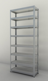 Kovový regál Futur 2100x900x450/8, pozink, 250kg/pol. lamino