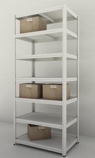 Kovový regál Futur 2100x900x500/7, bílá, 350kg/pol. lamino