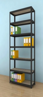 Regál na šanony 2500x900x600/7 polic, černý