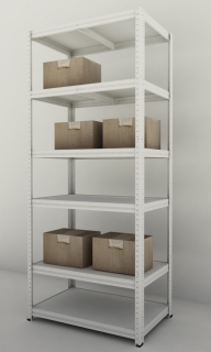 Kovový regál Futur 1800x900x500/6, bílá, 350kg/pol.