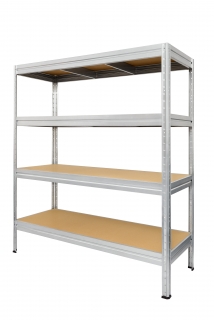 Kovový regál HEAVY 1800x1600x600/5, pozink, 600 kg/pol.