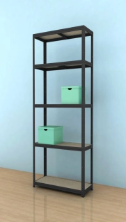 Kovový regál Futur 1800x900x600/5, černá, 350kg/pol.