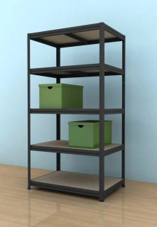 Kovový regál Futur 1800x1200x600/5, černá, 200 kg/pol.