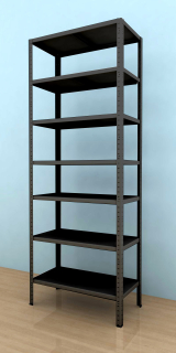Kovový regál Drumy 2000x800x400/7, 130kg/pol., černá