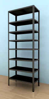 Kovový regál Drumy 2100x800x400/8, 130kg/pol., černá