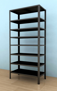 Kovový regál Drumy 2700x1000x400/8, 130kg/pol., černá