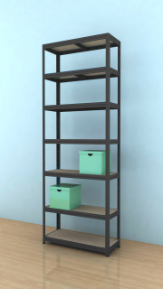 Kovový regál Futur 2100x900x350/7, černá, 250kg/pol.
