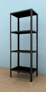 Kovový regál Drumy 1700x900x400/4, 130kg/pol., černá