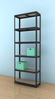 Kovový regál Futur 2700x900x450/6, černá, 250kg/pol.
