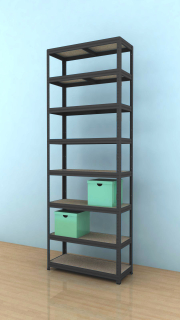 Kovový regál Futur 2700x900x450/8, černá, 250kg/pol.