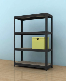 Kovový regál Futur 1100x1200x450/4, černá, 200kg/pol.