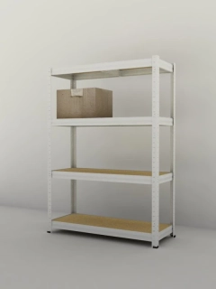 Kovový regál Futur 1600x900x450/4, bílá, 350kg/pol.