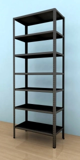 Kovový regál Drumy 2400x900x400/7, 130kg/pol., černá