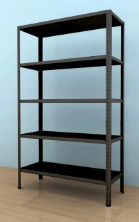 Kovový regál Drumy 1600x900x400/5, 130kg/pol., černá