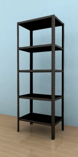 Kovový regál Drumy 1600x600x400/5, 130kg/pol., černá